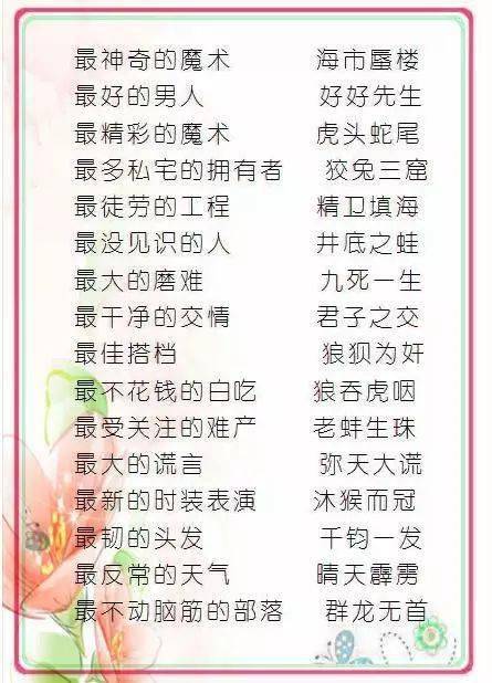 中国成语之“最”<strong></p>
<p>带币的成语</strong>，想不到成语还可以这样记！