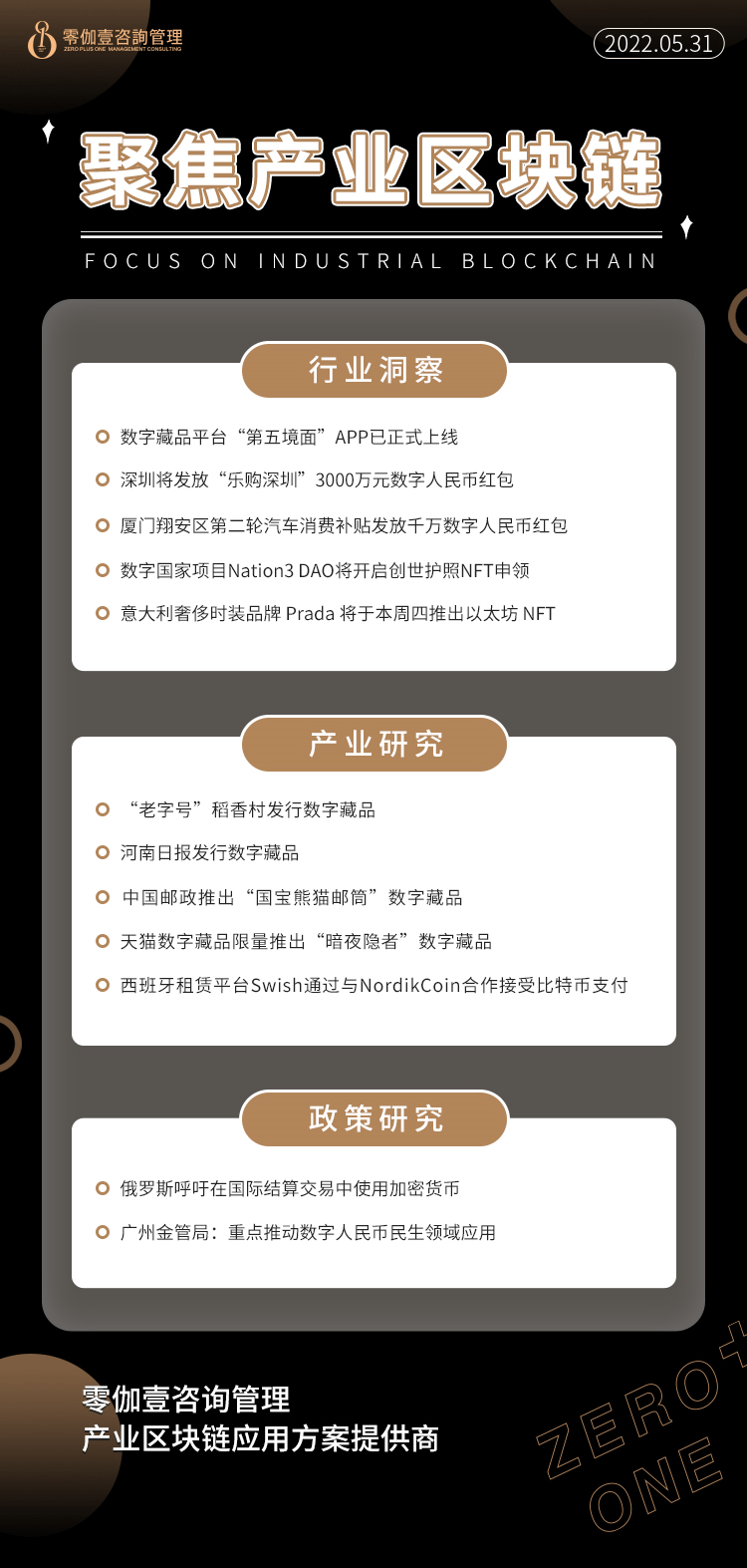5.31产业区块链新资讯<strong></p>
<p>币民</strong>，零伽壹整理收集分享