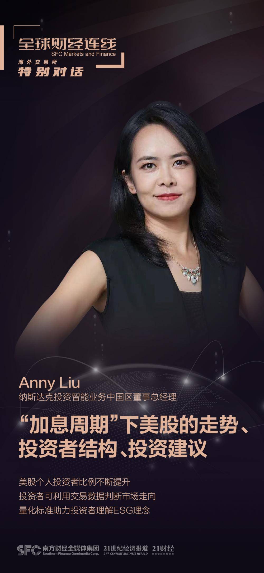 全球财经连线｜专访纳斯达克投资智能业务中国区董事总经理Anny Liu：美股个人投资者比例提升<strong></p>
<p>美股期权</strong>，可善用指数精准定位领先公司