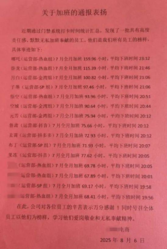 上海一公司通报加班表扬名单<strong></p>
<p>美国原油暴跌</strong>，最高时长近160小时，工作人员称非强制，需申请会有加班费