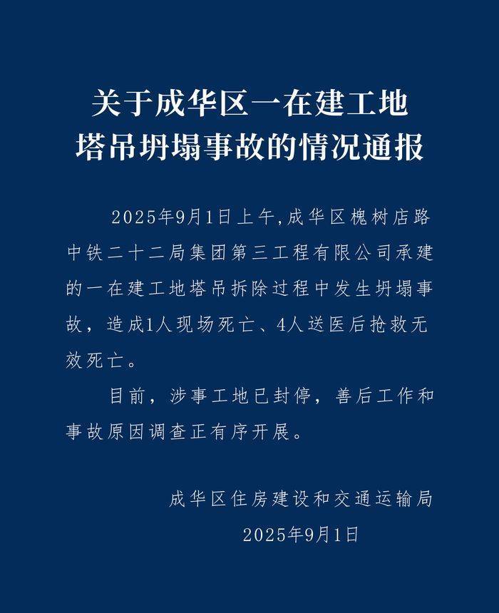 成都成华区：中铁二十二局一在建工地塔吊坍塌致5人遇难<strong></p>
<p>上期原油</strong>，涉事工地已封停